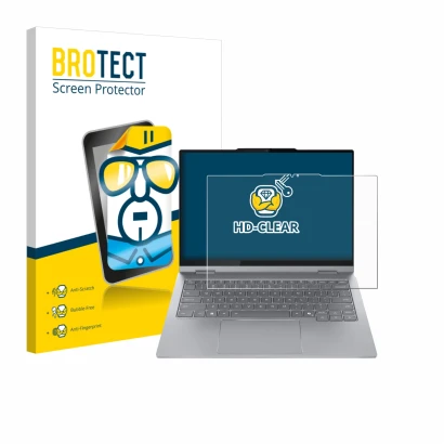 Parte frontale di una confezione del prodotto con il logo del marchio BROTECT. Accanto è raffigurato il dispositivo Lenovo Thi