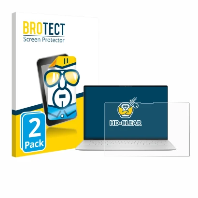 Parte frontale di una confezione del prodotto con il logo del marchio BROTECT. Accanto è raffigurato il dispositivo Dell XPS 1