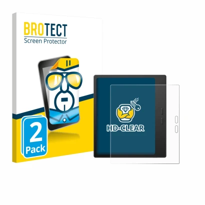 Parte frontale di una confezione del prodotto con il logo del marchio BROTECT. Accanto è raffigurato il dispositivo Boox Go 7 