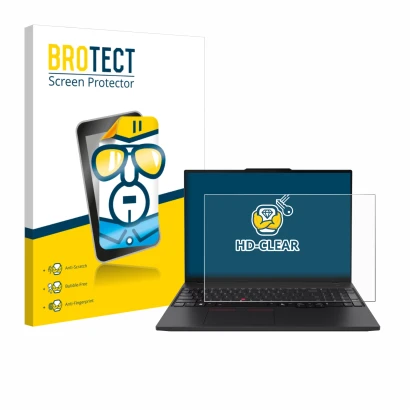 Parte frontale di una confezione del prodotto con il logo del marchio BROTECT. Accanto è raffigurato il dispositivo Lenovo Thi