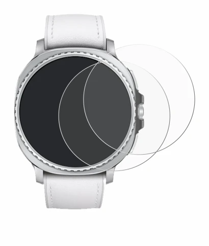 Immagine del dispositivo Samsung Galaxy Watch 8 Classic (46 mm) con un'ampia varietà di protezioni per lo schermo.