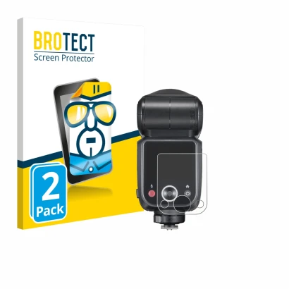Parte frontale di una confezione del prodotto con il logo del marchio BROTECT. Accanto è raffigurato il dispositivo Godox V100