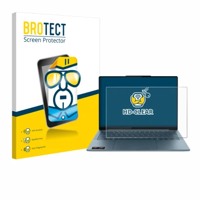 Parte frontale di una confezione del prodotto con il logo del marchio BROTECT. Accanto è raffigurato il dispositivo Lenovo Yog