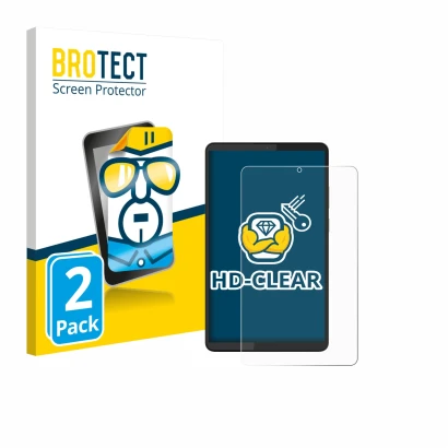 Parte frontale di una confezione del prodotto con il logo del marchio BROTECT. Accanto è raffigurato il dispositivo Lenovo Tab