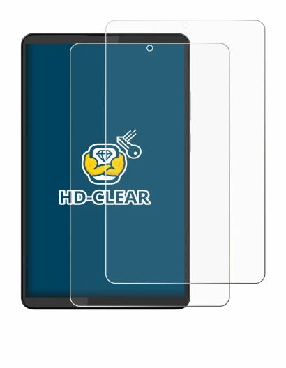 Immagine del dispositivo Lenovo Tab One 8.7" con un'ampia varietà di protezioni per lo schermo.