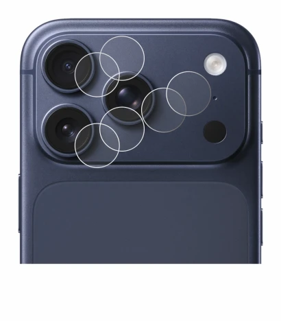 Immagine del dispositivo Apple iPhone 17 Pro (SOLO Fotocamera) con un'ampia varietà di protezioni per lo schermo.