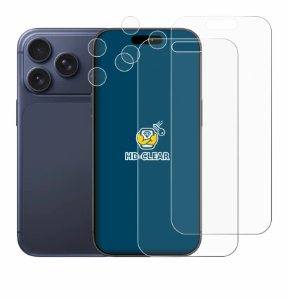 Immagine del dispositivo Apple iPhone 17 Pro (Fronte+Fotocamera) con un'ampia varietà di protezioni per lo schermo.