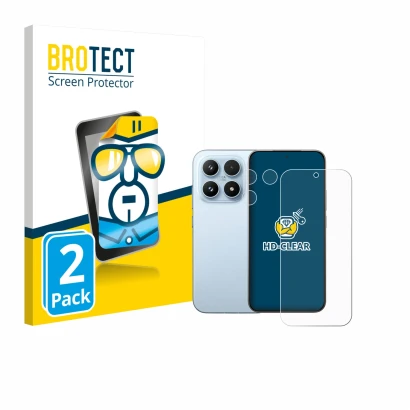Parte frontale di una confezione del prodotto con il logo del marchio BROTECT. Accanto è raffigurato il dispositivo Xiaomi 17