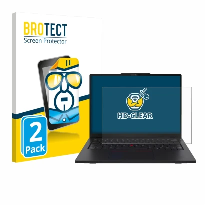 Parte frontale di una confezione del prodotto con il logo del marchio BROTECT. Accanto è raffigurato il dispositivo Lenovo Thi