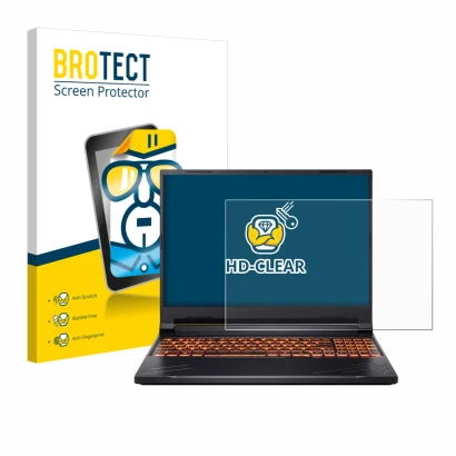 Parte frontale di una confezione del prodotto con il logo del marchio BROTECT. Accanto è raffigurato il dispositivo Acer Nitro