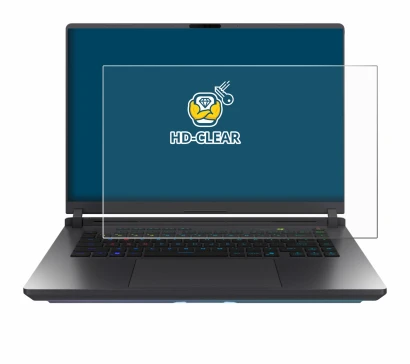 Immagine del dispositivo ASUS ROG Strix G16 2025 con un'ampia varietà di protezioni per lo schermo.