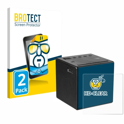 Parte frontale di una confezione del prodotto con il logo del marchio BROTECT. Accanto è raffigurato il dispositivo Sony ICF-C