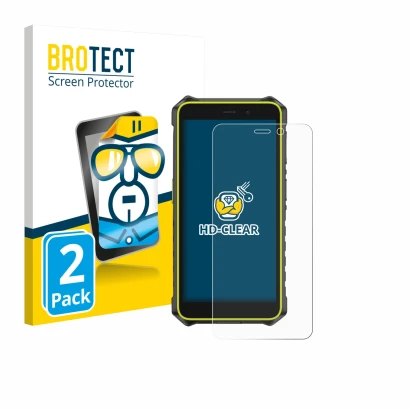 Parte frontale di una confezione del prodotto con il logo del marchio BROTECT. Accanto è raffigurato il dispositivo Ulefone Ru