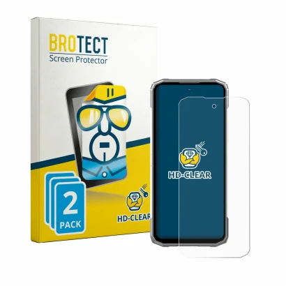 Parte frontale di una confezione del prodotto con il logo del marchio BROTECT. Accanto è raffigurato il dispositivo Doogee Bla