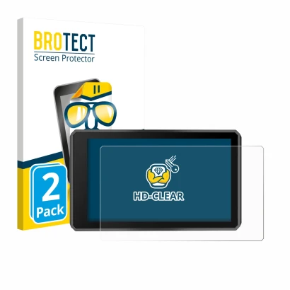 Parte frontale di una confezione del prodotto con il logo del marchio BROTECT. Accanto è raffigurato il dispositivo Garmin zum