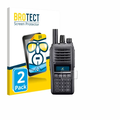 Parte frontale di una confezione del prodotto con il logo del marchio BROTECT. Accanto è raffigurato il dispositivo Icom IC-T1