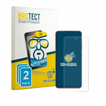 Parte frontale di una confezione del prodotto con il logo del marchio BROTECT. Accanto è raffigurato il dispositivo Realme C73