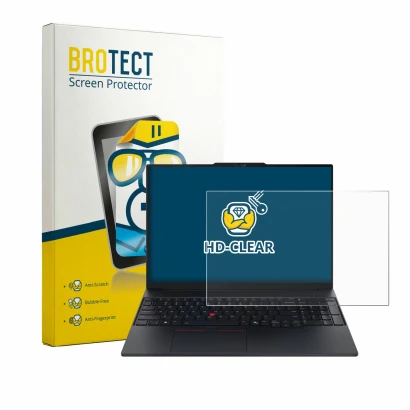 Parte frontale di una confezione del prodotto con il logo del marchio BROTECT. Accanto è raffigurato il dispositivo Lenovo Thi