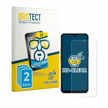 Parte frontale di una confezione del prodotto con il logo del marchio BROTECT. Accanto è raffigurato il dispositivo Blackview