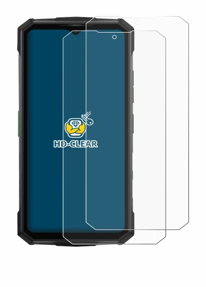 Immagine del dispositivo Doogee Fire 7 Pro con un'ampia varietà di protezioni per lo schermo.