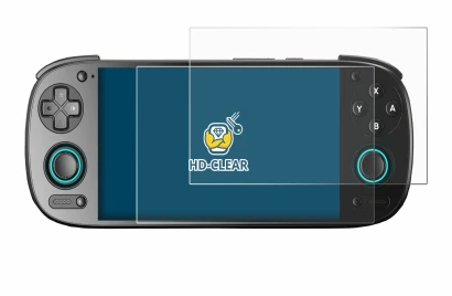 Immagine del dispositivo Retroid Pocket 5 con un'ampia varietà di protezioni per lo schermo.