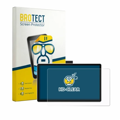Parte frontale di una confezione del prodotto con il logo del marchio BROTECT. Accanto è raffigurato il dispositivo Wacom One