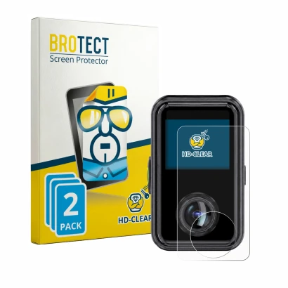 Parte frontale di una confezione del prodotto con il logo del marchio BROTECT. Accanto è raffigurato il dispositivo Vantrue E3