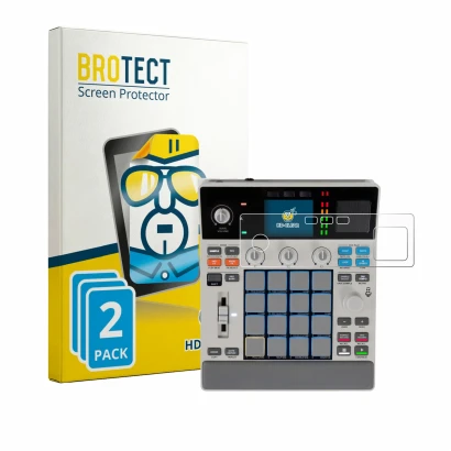 Parte frontale di una confezione del prodotto con il logo del marchio BROTECT. Accanto è raffigurato il dispositivo Akai MPC S
