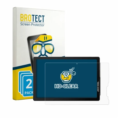 Parte frontale di una confezione del prodotto con il logo del marchio BROTECT. Accanto è raffigurato il dispositivo Sunmi CPad