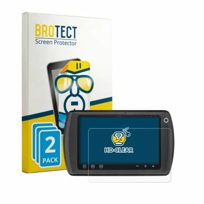Parte frontale di una confezione del prodotto con il logo del marchio BROTECT. Accanto è raffigurato il dispositivo Zebra ET1