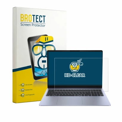 Parte frontale di una confezione del prodotto con il logo del marchio BROTECT. Accanto è raffigurato il dispositivo Dell 16S c