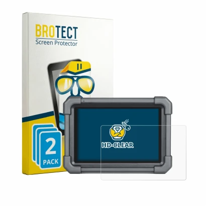 Parte frontale di una confezione del prodotto con il logo del marchio BROTECT. Accanto è raffigurato il dispositivo Launch X-4