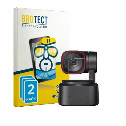 Parte frontale di una confezione del prodotto con il logo del marchio BROTECT. Accanto è raffigurato il dispositivo OBSBOT Tin