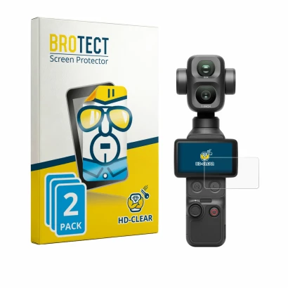 Parte frontale di una confezione del prodotto con il logo del marchio BROTECT. Accanto è raffigurato il dispositivo DJI Osmo P