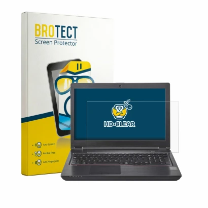 Parte frontale di una confezione del prodotto con il logo del marchio BROTECT. Accanto è raffigurato il dispositivo Fujitsu Ce