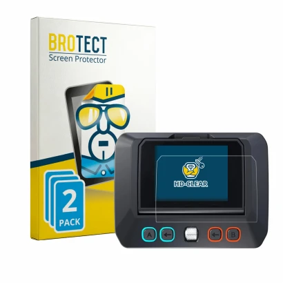 Parte frontale di una confezione del prodotto con il logo del marchio BROTECT. Accanto è raffigurato il dispositivo SkyRc D8ne