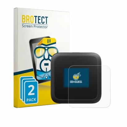 Parte frontale di una confezione del prodotto con il logo del marchio BROTECT. Accanto è raffigurato il dispositivo Netgear Ni