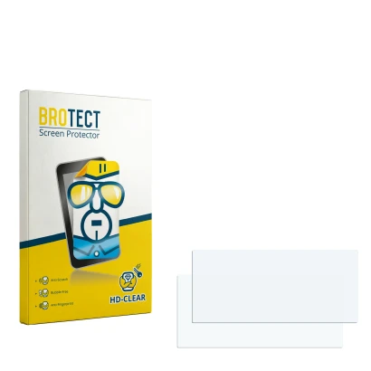 Parte frontale di una confezione del prodotto con il logo del marchio BROTECT. Accanto si trova la protezione per lo schermo c