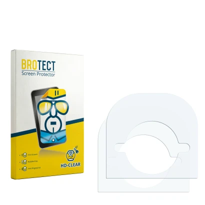 Parte frontale di una confezione del prodotto con il logo del marchio BROTECT. Accanto si trova la protezione per lo schermo c