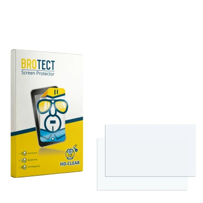 Parte frontale di una confezione del prodotto con il logo del marchio BROTECT. Accanto si trova la protezione per lo schermo c