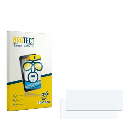 Parte frontale di una confezione del prodotto con il logo del marchio BROTECT. Accanto si trova la protezione per lo schermo c