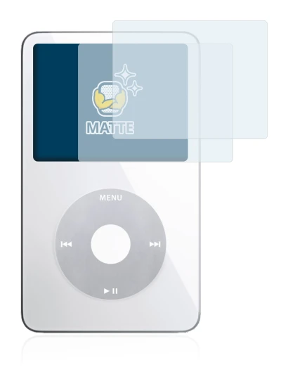 Immagine del dispositivo Apple iPod classic video Display (5a. Gen.) con un'ampia varietà di protezioni per lo schermo.