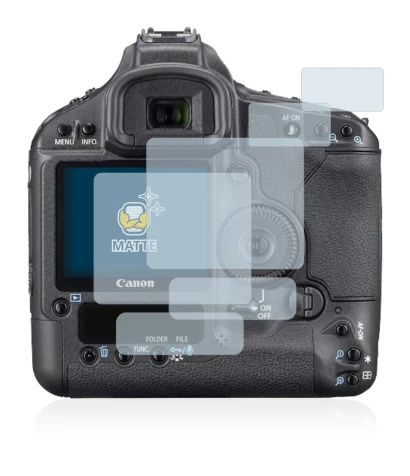 Immagine del dispositivo Canon EOS 1Ds Mark III con un'ampia varietà di protezioni per lo schermo.