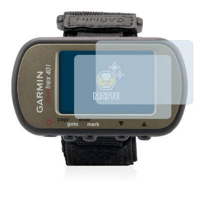 Immagine del dispositivo Garmin Foretrex 401 con un'ampia varietà di protezioni per lo schermo.