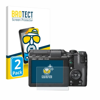 Parte frontale di una confezione del prodotto con il logo del marchio BROTECT. Accanto è raffigurato il dispositivo Ricoh GXR