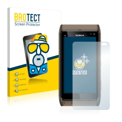 Parte frontale di una confezione del prodotto con il logo del marchio BROTECT. Accanto è raffigurato il dispositivo Nokia n8 c