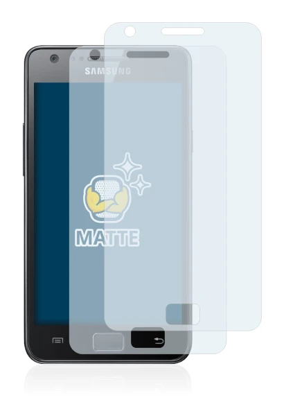 Immagine del dispositivo Samsung Galaxy S2 con un'ampia varietà di protezioni per lo schermo.