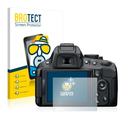 Parte frontale di una confezione del prodotto con il logo del marchio BROTECT. Accanto è raffigurato il dispositivo Nikon D510