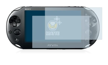 Immagine del dispositivo Sony Playstation Vita con un'ampia varietà di protezioni per lo schermo.