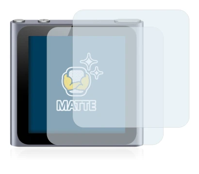 Immagine del dispositivo Apple iPod nano 2011 (6a. Gen.) con un'ampia varietà di protezioni per lo schermo.